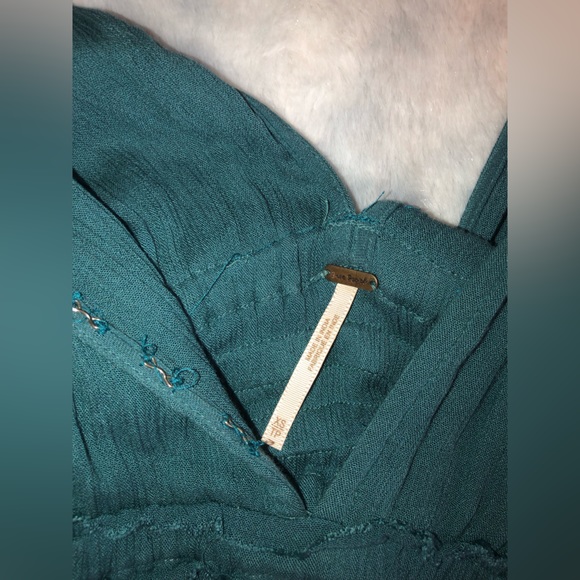 Vintage Free People Cut Out Dress XS Mini Sundress Flowy Loose Deep V - Picture 9 of 10